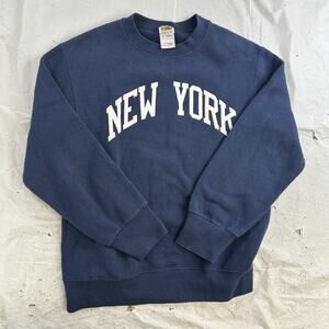Vintage 90s New York Sweatshirt NYC City Blue Size S Crewneck NY Travel